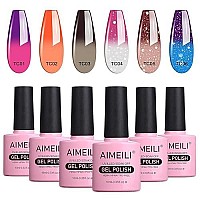 AIMEILI Temperature Color Mood Changing Soak Off Chameleon Gel Nail Polish Set Of 6pcs X 10ml- Kit Set 13