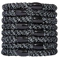 L Erickson Grab & Go Ponytail Holders, Graphite Metallic, Set Of Eight - Exceptionally Secure With Gentle Hold