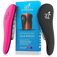 Artnaturals Detangling Hair Brush Set - (2 Piece Gift Set - Pink & Black) - Detangler Comb for Women, Men and Kids - Wet & Dry - Removes Knots and Tangles, Best for Thick and Curly Hair - Pain Free