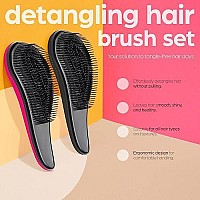 Artnaturals Detangling Hair Brush Set - (2 Piece Gift Set - Pink & Black) - Detangler Comb for Women, Men and Kids - Wet & Dry - Removes Knots and Tangles, Best for Thick and Curly Hair - Pain Free