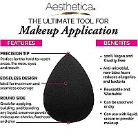 Aesthetica Cosmetics Beauty Sponge Blender - Latex Free and Vegan Makeup Sponge Blender - For Powder, Cream or Liquid Application - One Piece Make Up Sponge