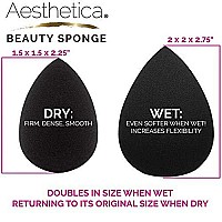 Aesthetica Cosmetics Beauty Sponge Blender - Latex Free and Vegan Makeup Sponge Blender - For Powder, Cream or Liquid Application - One Piece Make Up Sponge