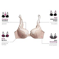 Maidenform Underwire Demi Bra, Best Push-Up Bra With Wonderbra Technology, Smoothing Lace-Trim Bra With Push-Up Cups, Rising Smokegentle Peach, 38C