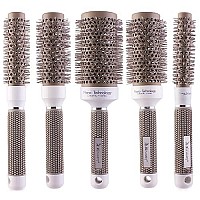 Round Thermal Brush Set, Professional Nano Ceramic & Ionic Barrel Hair Styling Blow Drying Curling Brush, 5 Different Sizes