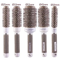 Round Thermal Brush Set, Professional Nano Ceramic & Ionic Barrel Hair Styling Blow Drying Curling Brush, 5 Different Sizes