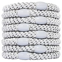 L Erickson Grab & Go Ponytail Holders, Silver, Set Of Eight - Exceptionally Secure With Gentle Hold