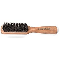 GranNaturals Mens Boar Bristle Hair Brush - Natural Wooden Club Style Wave Brush for Men - Styling Beard Hairbrush for Fine, Thin or Thick Hair