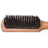 GranNaturals Mens Boar Bristle Hair Brush - Natural Wooden Club Style Wave Brush for Men - Styling Beard Hairbrush for Fine, Thin or Thick Hair