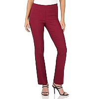 Rekucci Womens Ease Into Comfort Straight Leg Pant With Tummy Control (12, Burgundy)