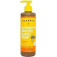 Alaffia Authentic African Black Soap All-In-One - Body Wash, Facial Cleanser, Shampoo, Shaving, Hand Soap - Perfect For All Skin Types - Fair Trade, No Parabens, Cruelty Free, Vegan, Unscented 16 Fl Oz