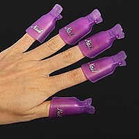 Onwon 10pc Professional Plastic Acrylic Nail Art Soak Off Cap Clip Uv Gel Polish Remover Wrap Cleaner Clip Cap Tool (Purple)