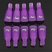 Onwon 10pc Professional Plastic Acrylic Nail Art Soak Off Cap Clip Uv Gel Polish Remover Wrap Cleaner Clip Cap Tool (Purple)