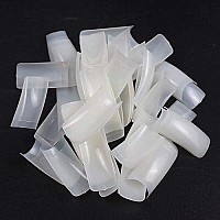 Fingerangel 500Pcs Nail Tips Long Shape Natural Color Nail Art Tips 10 Size With Clear Plastic Box (B)