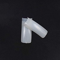 Fingerangel 500Pcs Nail Tips Long Shape Natural Color Nail Art Tips 10 Size With Clear Plastic Box (B)