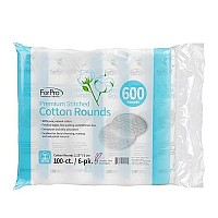 ForPro Premium Stitched Cotton Rounds, 100% Pure Cotton Pads for Removing Makeup, Nail Polish and Cleansing Face, 600-Count (Pack of 6-100 Cotton Rounds)