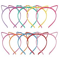 Candygirl Girls Plastic Headbands Cat Ear Headbands For Girls Women Cat Ear Hair Hoops Hair Accessories For Girls And Women Daily Wearing Accessories Party Favor (10Pcs Mix Colors Cat Ear Headbands)