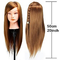 Mannequin Head, Mannequin Head with Hair, Manicanequin Head with Hair, Doll Head for Hair Styling, Beauty Star 20 Inch Long Gold Hair Cosmetology Manikin Training Head Model, Hairdressing Styling Practice Heads with Table Clamp and Braiding Kit