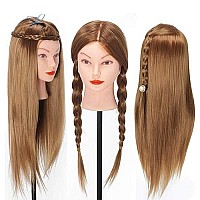 Mannequin Head, Mannequin Head with Hair, Manicanequin Head with Hair, Doll Head for Hair Styling, Beauty Star 20 Inch Long Gold Hair Cosmetology Manikin Training Head Model, Hairdressing Styling Practice Heads with Table Clamp and Braiding Kit