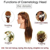 Mannequin Head, Mannequin Head with Hair, Manicanequin Head with Hair, Doll Head for Hair Styling, Beauty Star 20 Inch Long Gold Hair Cosmetology Manikin Training Head Model, Hairdressing Styling Practice Heads with Table Clamp and Braiding Kit