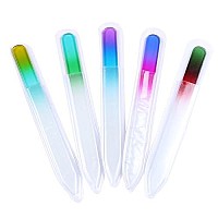 Finger Angel 5Pcs Double Sided Crystal Czech Glass Nail File Mix Colors Nail Buffer