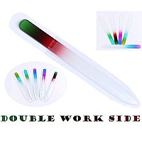 Finger Angel 5Pcs Double Sided Crystal Czech Glass Nail File Mix Colors Nail Buffer