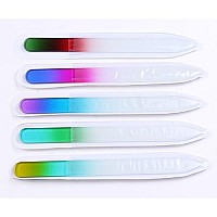 Finger Angel 5Pcs Double Sided Crystal Czech Glass Nail File Mix Colors Nail Buffer