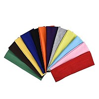 eBoot 12 Pcs Stretch Elastic Yoga Cotton Headbands Mixed Colors for Teens, Girls and Women