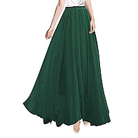 V28 Womens Maxi Midi White Flowy Long Black Summer Plus Size Sheer Chiffon Skirt (Xs,Jungle)