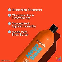 Matrix Mega Sleek Shampoo| Controls Frizz Leaving Hair Smooth & Shiny | With Shea Butter | For Dry, Damaged Hair | Clarifying Shampoo | 33.8 Fl. Oz