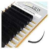 Lashview Eyelash Extensions 14Mm 020 Thickness D Curl Hick Lashes Individual Silk Fake Natural Semi-Permanent Eyelashes Silk Lashes (Salon Use)