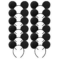 Chuangqi Mouse Ears Headband, Solid Black (Set Of 12)