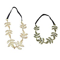 Yueton Pack Of 2 Alloy Leaf Elastic Hair Band Headband Fashion Elegant Hair Accessory