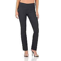 Rekucci Womens Ease Into Comfort Straight Leg Pant With Tummy Control (10 Short, Dk Charcoal)