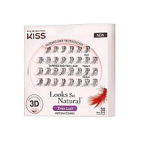 KISS Looks So Natural Trio Lash Medium Combo Pack, False Eyelashes with Tapered End Technology, 3D Lengths & Angles, Easy Grip Tray with Built-In Glue Pocket, 30 Trio Lashes in Short & Medium Lengths