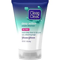 Clean & Clear Deep Action Cream Cleanser, Oil-Free, Travel Size 1 Oz (28G) - Pack Of 3