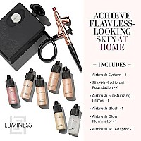 Luminess Air Basic Airbrush Makeup Kit and 9-Piece Silk 4-In-1 Airbrush Foundation Starter System, Medium Coverage - Quick, Easy and Long Lasting Application - Includes Primer, Blush and Glow