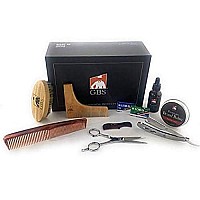 G.B.S Beard Care Razor kit - Beard Oil, Beard Brush, Sandalwood Beard Balm, Barber Scissors, Dressing Comb, MCT Mustache Comb & Razor Shavette+ Blades Beard Grooming Kit Healthy Beard