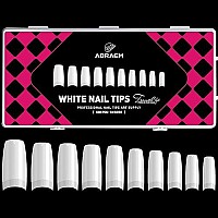 AORAEM White Nail Tips,500Pcs French Tip Press on Fake Nails Half Square False Nails for Acrylic Nails