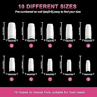 AORAEM White Nail Tips,500Pcs French Tip Press on Fake Nails Half Square False Nails for Acrylic Nails