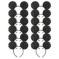 CHuangQi 12pcs Mouse Ears Headband Black Sequin Ears for Boys & Girls Birthday Party or Celebrations