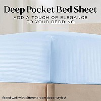 Twin Italian Prestige Collection Striped Bed Sheet Set - 1800 Luxury Soft Microfiber Deep Pocket 3-Piece Bedding Set - Wrinkle, Stain, Fade Resistant - Light Blue