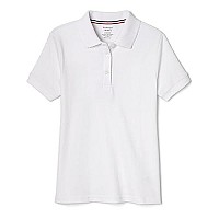 French Toast Girls Short Sleeve Picot Collar (Standard Plus) Polo Shirt, White, 14-16 Us