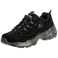 Skechers Womens Dlites-Play Fashion Sneaker, Blackblack, 75 Us