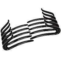 Parcelona French Crab Interlocking Glossy Black Medium 2 1/4 Celluloid Interlocking No Slip Ponytail Updo Clips Flexible Sturdy Hold Hair Clips Side Comb For Women And Girls, Made In France