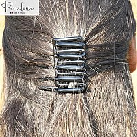 Parcelona French Crab Interlocking Glossy Black Medium 2 1/4 Celluloid Interlocking No Slip Ponytail Updo Clips Flexible Sturdy Hold Hair Clips Side Comb For Women And Girls, Made In France