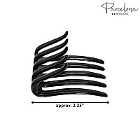 Parcelona French Crab Interlocking Glossy Black Medium 2 1/4 Celluloid Interlocking No Slip Ponytail Updo Clips Flexible Sturdy Hold Hair Clips Side Comb For Women And Girls, Made In France