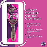 Goody Detangling Oval Hair Brush, Purple, and Grey - For All Hair Types - FlexiGlide Bristles Prevent Snags and Pull That Damage Your Hair - Pain-Free Hair Accessories for Women, Men, Boys, and Girls