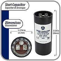 Appli Parts Motor Start Capacitor 189-227 Mfd (Microfarads) Uf 250 Vac Universal Fit For Electric Motor Applications 1-716 In Wide 3-38 In Height Con-189-250