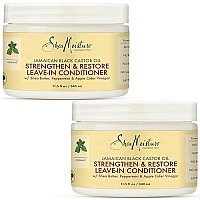 Shea Moisture Leave in Conditioner with Jamaican Black Castor Oil for Hair Growth, Strengthen & Restore, Vitamin E, Curly Hair Products Safe for use on Hair Color, Family Size, 16 Ounce (Pack of 2)