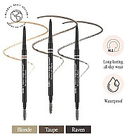 Billion Dollar Brows On Point Waterproof Micro Eyebrow Pencil - Raven Black, Super-fine and Self-sharpening Tip for Natural, Blendable Lines